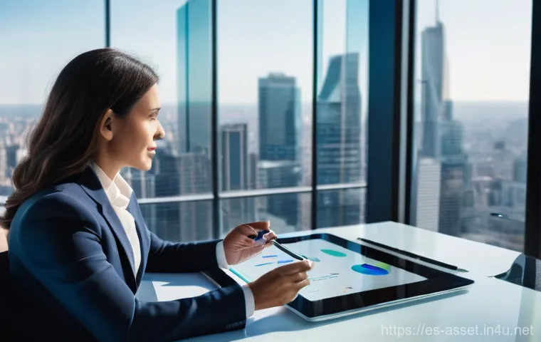 자산관리사 업무 환경과 근무 조건 - **Prompt 1: The Modern Financial Advisor: Tech-Enhanced Client Engagement**
    "A vibrant, high-def...